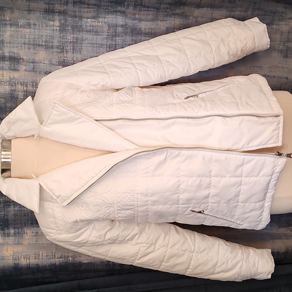 Gallery Womens White on White Embroidered / Quilted Jacket Size M - Picture 3 of 11